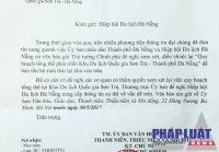 Công văn từ Ủy ban Văn hóa, Giáo dục, Thanh niên, Thiếu niên và Nhi đồng của Quốc hội gửi Hiệp hội Du lịch Đà Nẵng "Về việc Quy hoạch tổng thể phát triển Khu du lịch quốc gia Sơn Trà-Đà Nẵng".