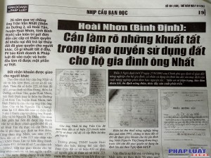 Hoài Nhơn (Bình Định): Cần làm rõ những khuất tất trong giao quyền sử dụng đất cho hộ gia đình ông Nhất