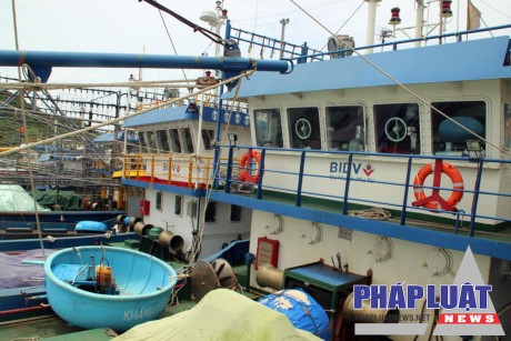 Tàu vỏ thép hư hỏng "đậu bờ" nhiều tháng trời tại cảng Đề Gi (huyện Phù Cát, Bình Định)